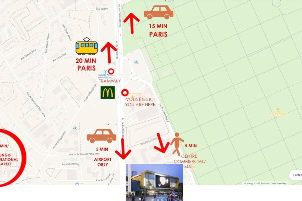Appartement Paisible Et Bien Situe - Proche Aeroport D'Orly Et Tramway Pour Paris Thiais Luaran gambar